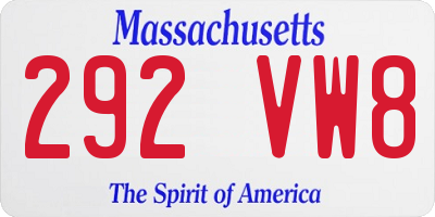 MA license plate 292VW8