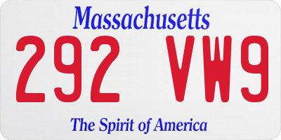 MA license plate 292VW9