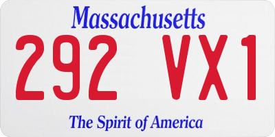 MA license plate 292VX1