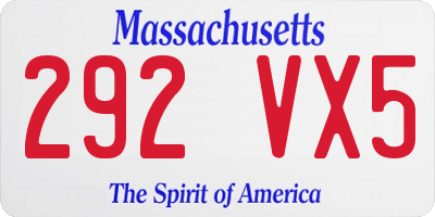 MA license plate 292VX5