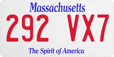 MA license plate 292VX7