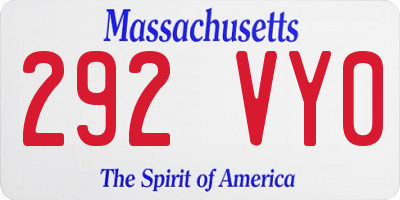 MA license plate 292VY0