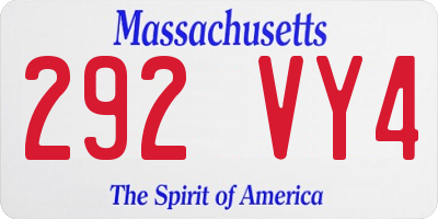 MA license plate 292VY4