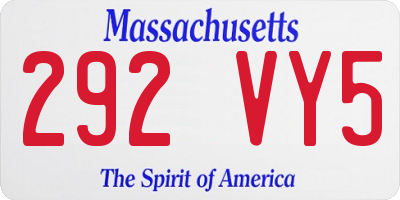 MA license plate 292VY5