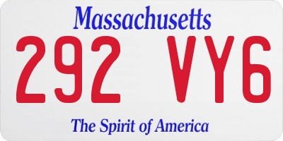 MA license plate 292VY6
