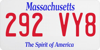 MA license plate 292VY8