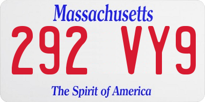 MA license plate 292VY9