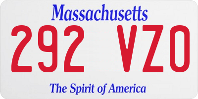 MA license plate 292VZ0