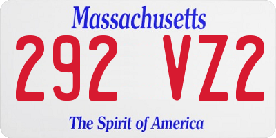 MA license plate 292VZ2