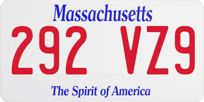 MA license plate 292VZ9