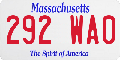 MA license plate 292WA0