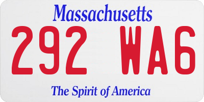 MA license plate 292WA6