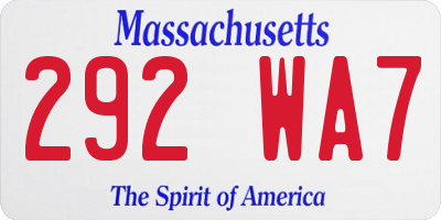 MA license plate 292WA7