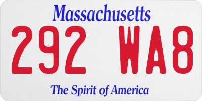 MA license plate 292WA8