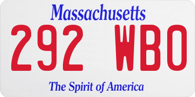 MA license plate 292WB0