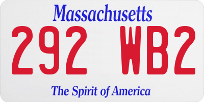 MA license plate 292WB2