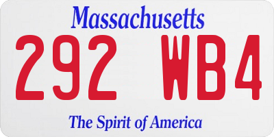 MA license plate 292WB4