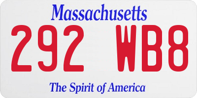 MA license plate 292WB8