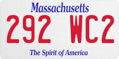 MA license plate 292WC2