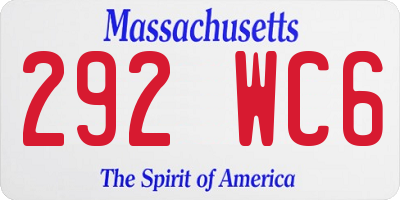 MA license plate 292WC6