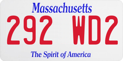 MA license plate 292WD2
