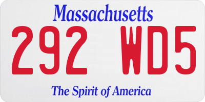 MA license plate 292WD5