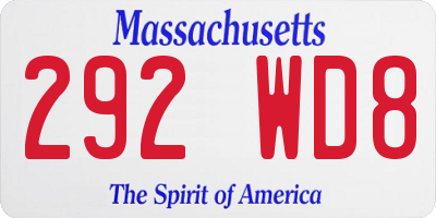 MA license plate 292WD8