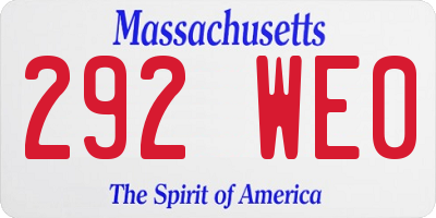 MA license plate 292WE0