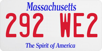MA license plate 292WE2
