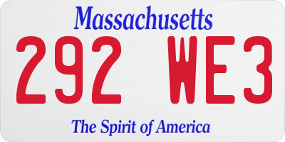 MA license plate 292WE3