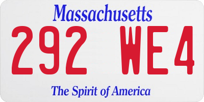 MA license plate 292WE4