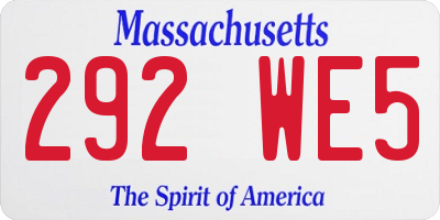 MA license plate 292WE5