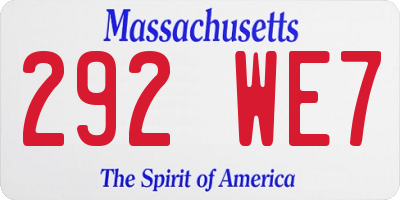 MA license plate 292WE7