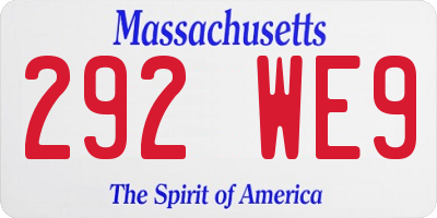 MA license plate 292WE9