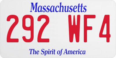 MA license plate 292WF4