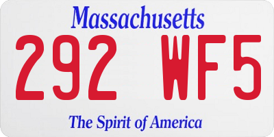MA license plate 292WF5