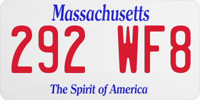 MA license plate 292WF8