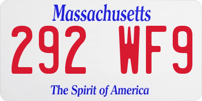 MA license plate 292WF9