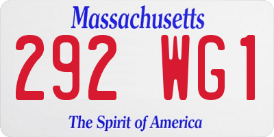 MA license plate 292WG1