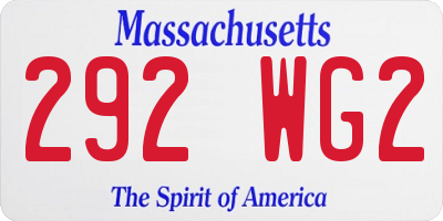 MA license plate 292WG2