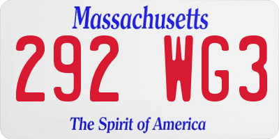 MA license plate 292WG3
