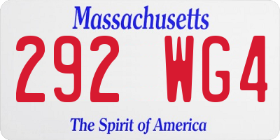 MA license plate 292WG4