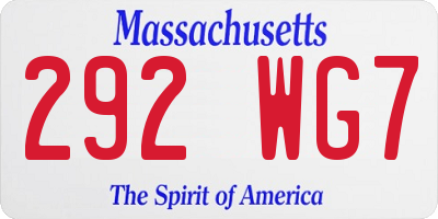MA license plate 292WG7