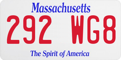 MA license plate 292WG8