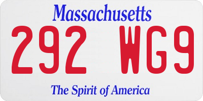 MA license plate 292WG9