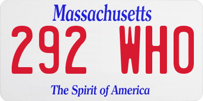 MA license plate 292WH0