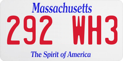 MA license plate 292WH3
