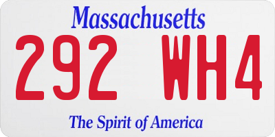 MA license plate 292WH4