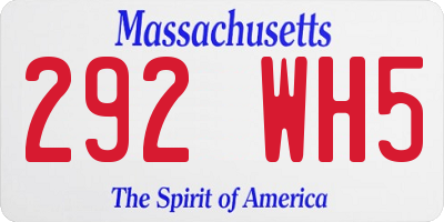 MA license plate 292WH5