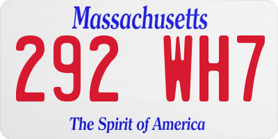MA license plate 292WH7